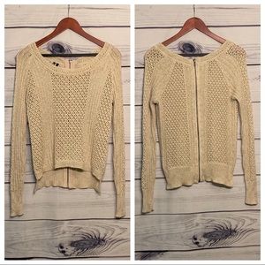 Maurices | Cream Knit Back Zip Sweater